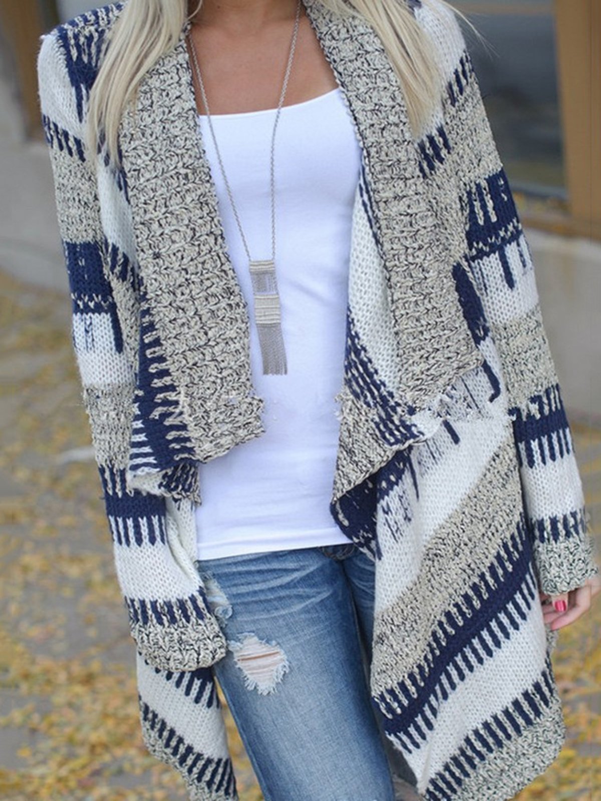 Long Sleeve Cotton-blend Cardigan
