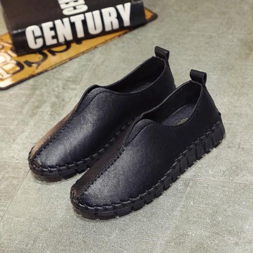 Red Spring/Fall Handmade Sewing Wedge Heel Loafers