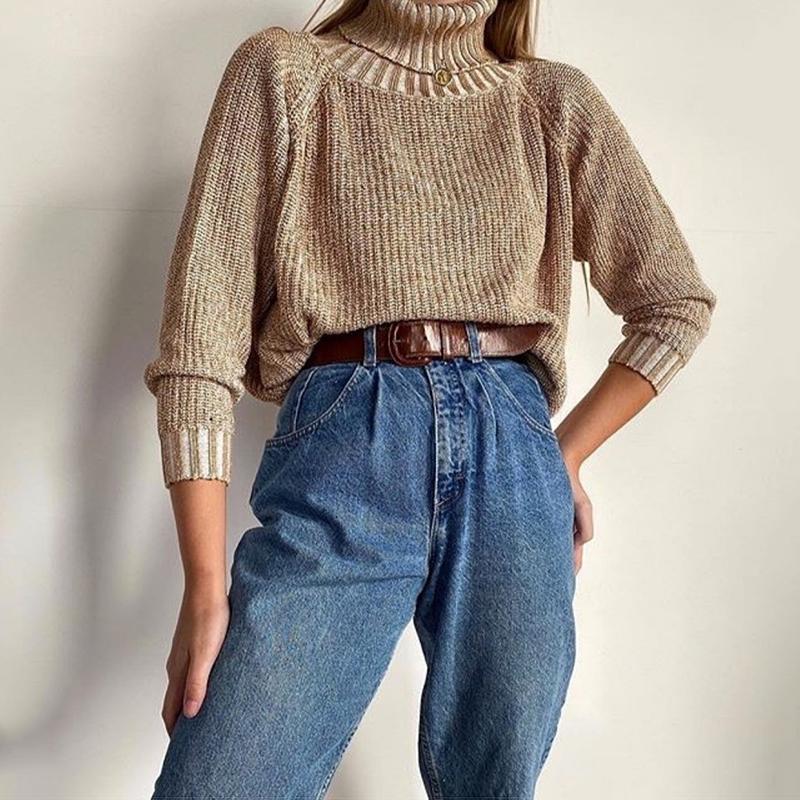 Women's Fashion High Collar Long Sleeve Sweater
