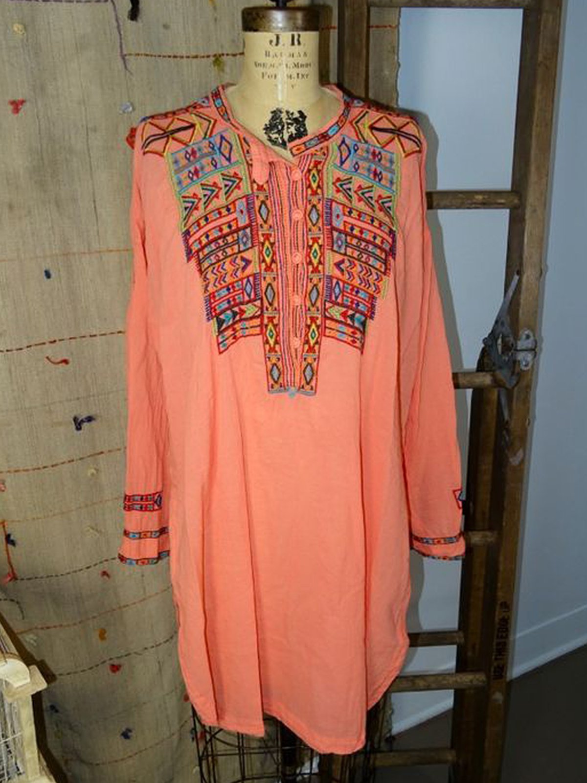 Geometric Printed Long Sleeve Dresses