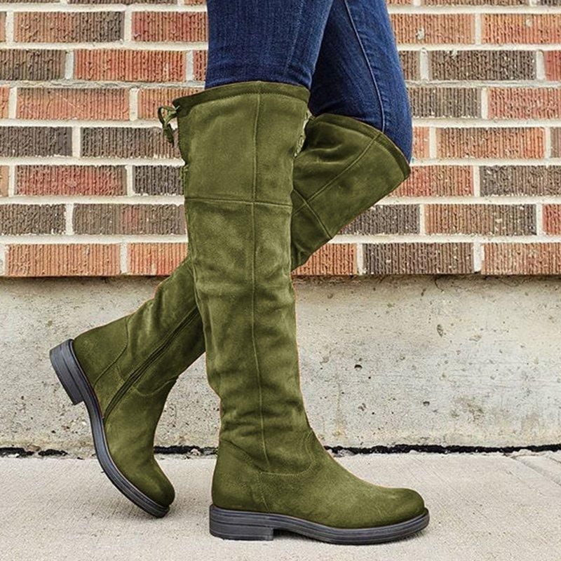 Women's round head zipper boots