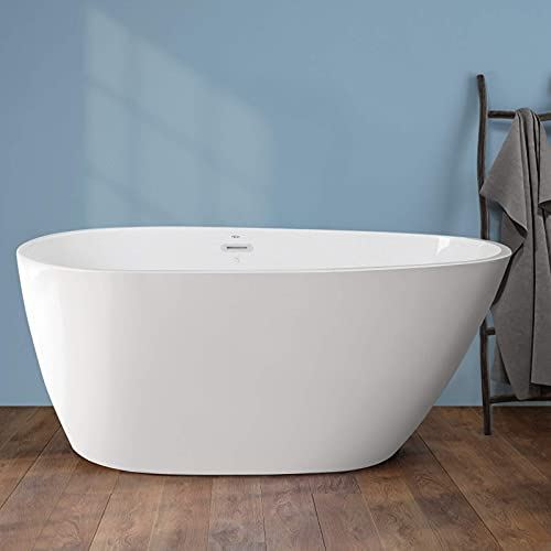 shaped Freestanding Soaking Bathtub, Glossy White, cUPC Certified