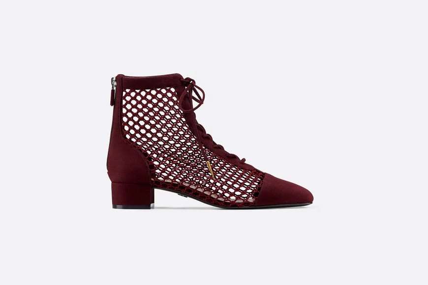 Naughtily-D Ankle Boot Burgundy Mesh and Suede Calfskin