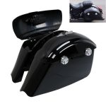 Motorcycle Gloss Black Saddlebag Set w/Electronic Latch Concert Audio Lid