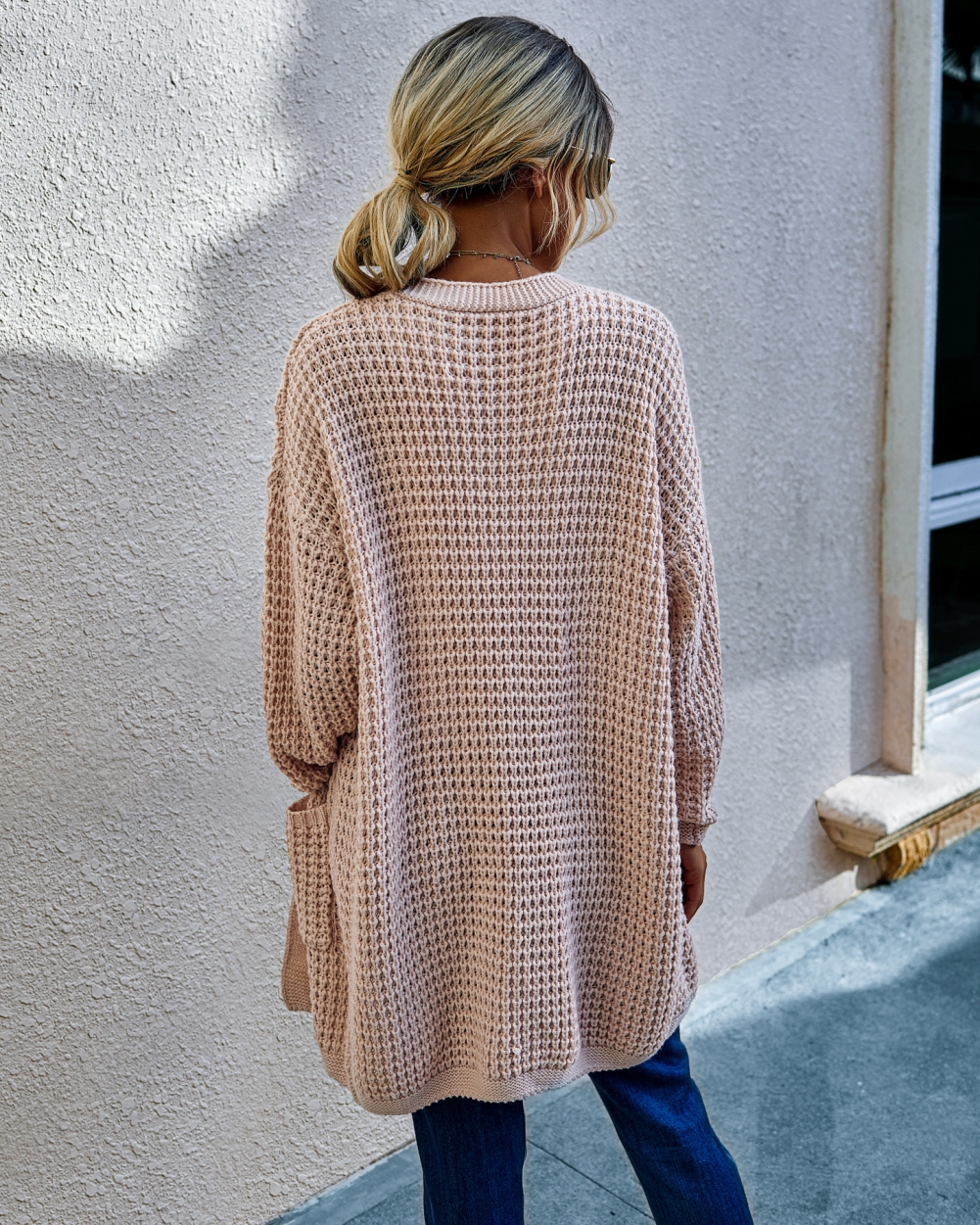 Autumn Plain Knitted Pocket Cardigans