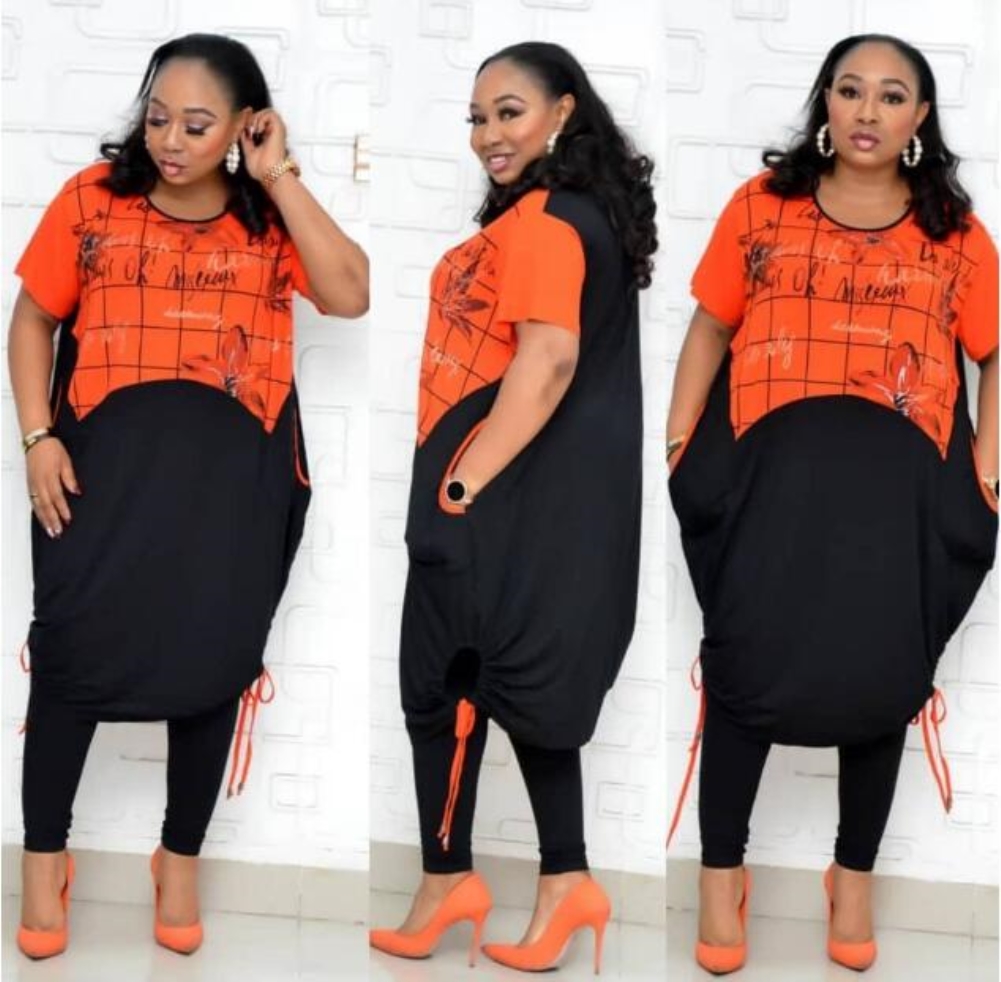 Plus Size African Print Two Piece Pants Set