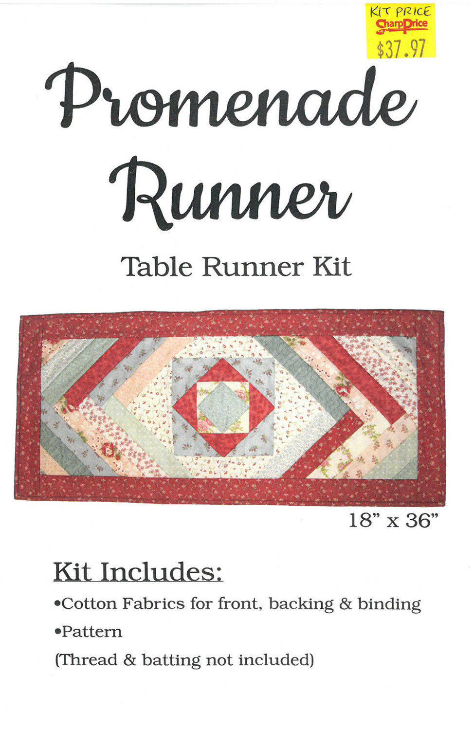 Quilt Kit - Promenade Runner 18x22 x 36x22 Quilt as You Go Table Runner Kit M416.16