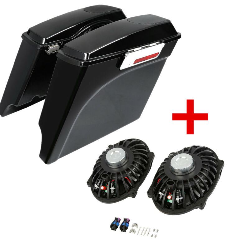 Motorcycle Stretched Extended Saddlebag w/Optional Speaker Hard Saddle Bag