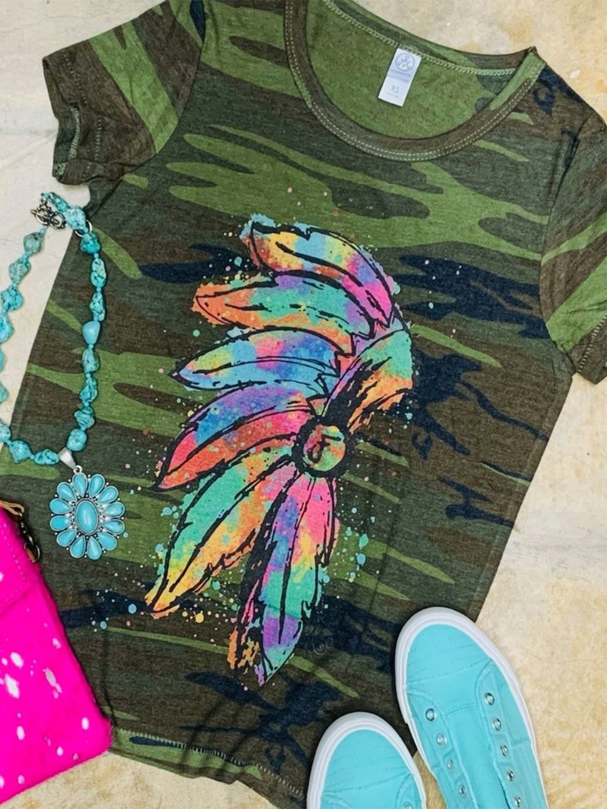 Casual Short Sleeve Camo Shirts & Tops