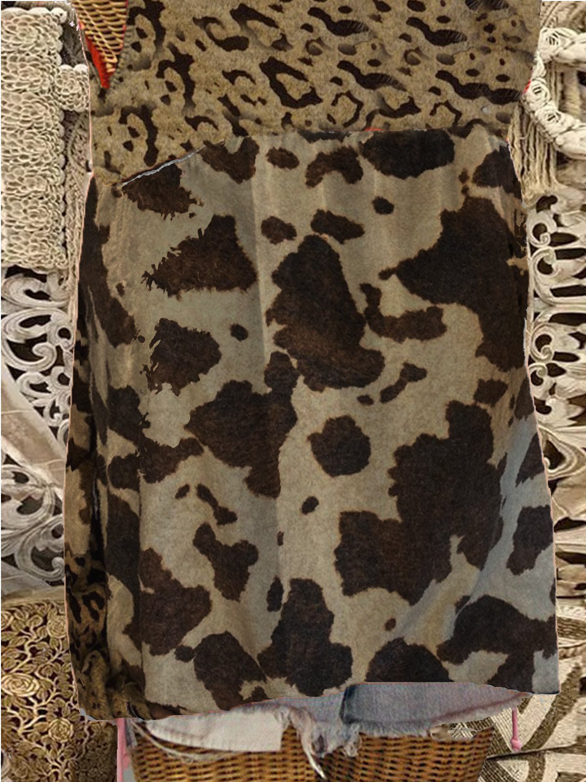 Crew Neck Leopard  Shirts & Tops