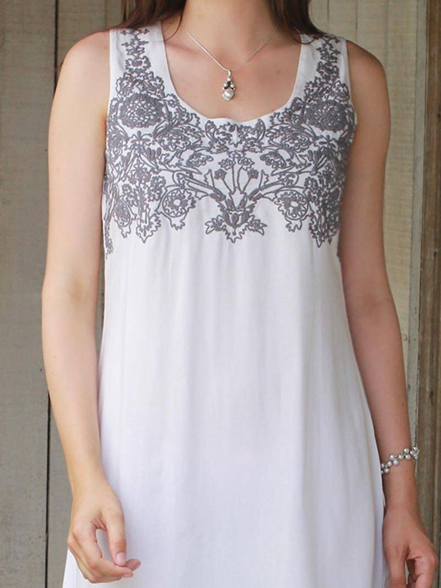 Polyester Cotton Tribal Printed Casual Dresses