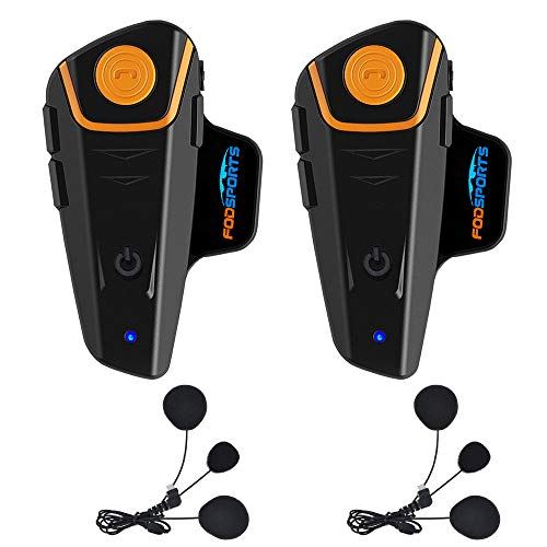 Fodsports BT-S2 Motorcycle Bluetooth intercom with FM and MP3 / 2 Pack Soft mic