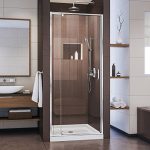 H Semi-Frameless Pivot Shower Door in Chrome, SHDR-22327200-01