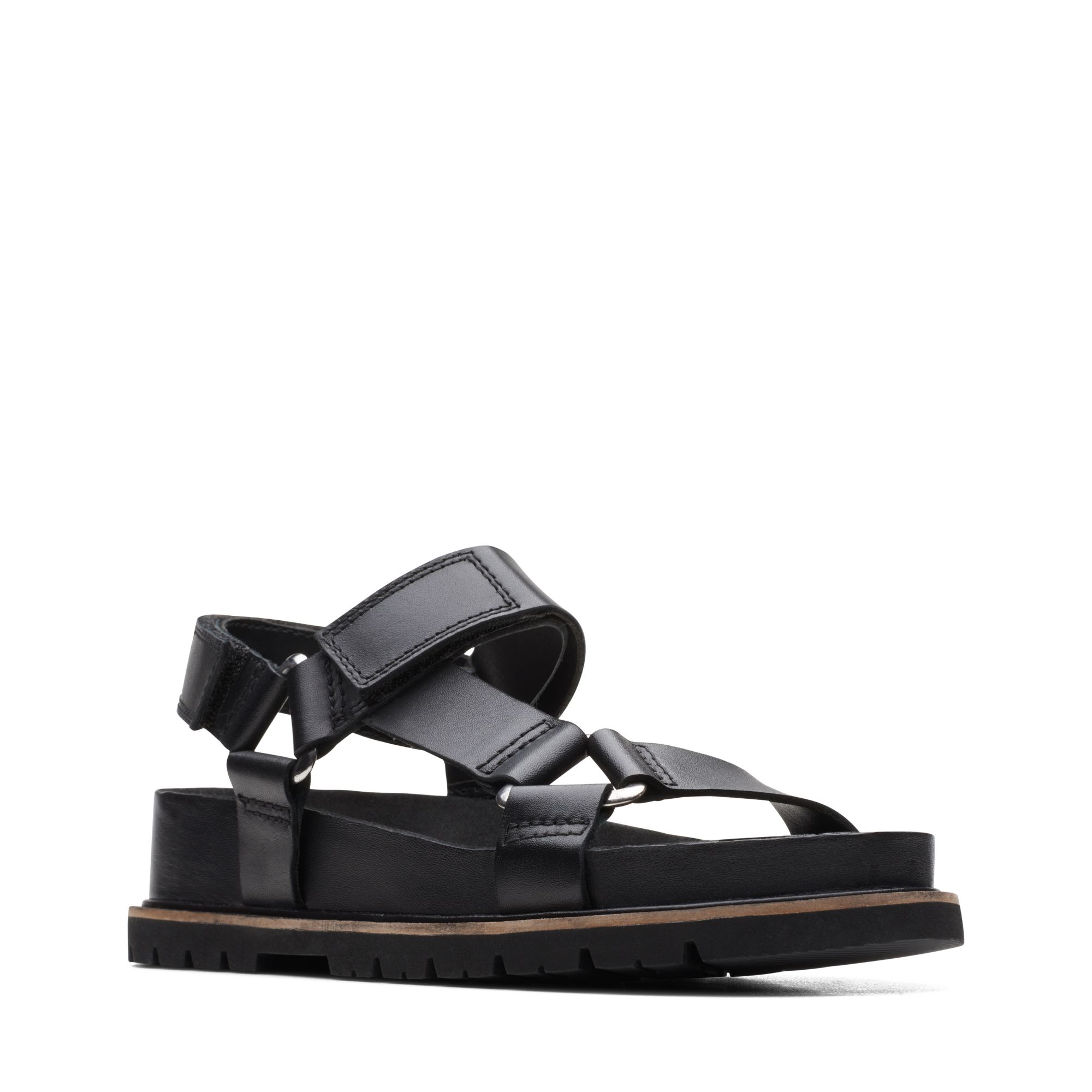 Women Sandals Orianna Sporty Black Leather
