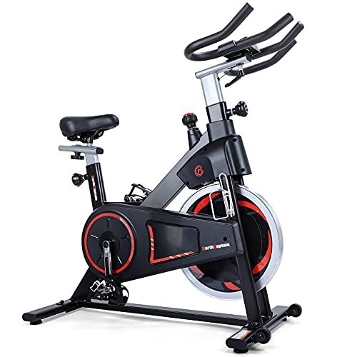 NORTHCAPTAIN Magnetic Belt Drive Indoor Cycling Exercise Bike for Home Gym- Black & Red