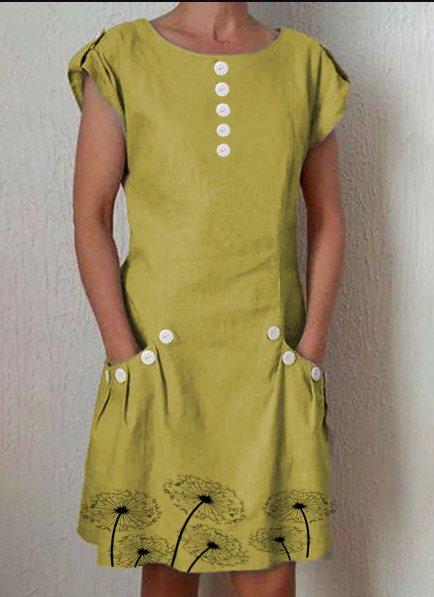 Round Neck Cotton Dresses