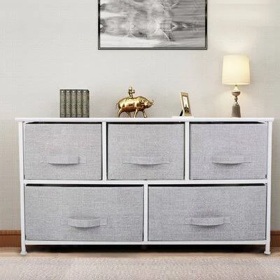 Shingleton 5 Drawer Storage Chest Rebrilliant Color: Gray/White