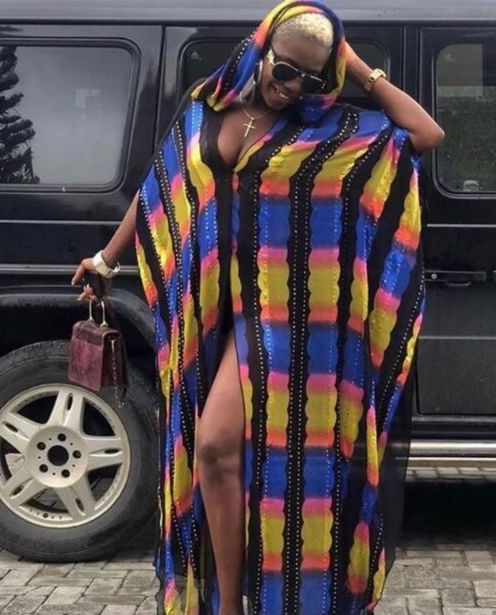 Muslim Rainbow Striped Long Gown