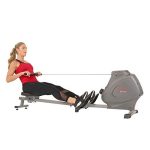 Sunny Health & Fitness Compact Folding Magnetic Rowing Machine with LCD Monitor, Bottle Holder, 43 Inch Slide Rail
