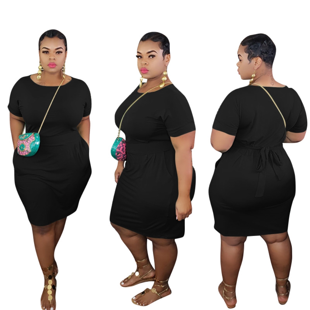 Plus Size Summer Plain Bodycon Dress
