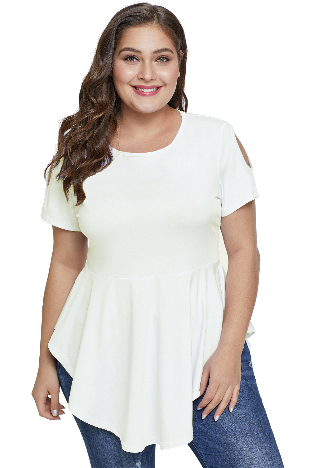 White Cut out Plus Size Tunic