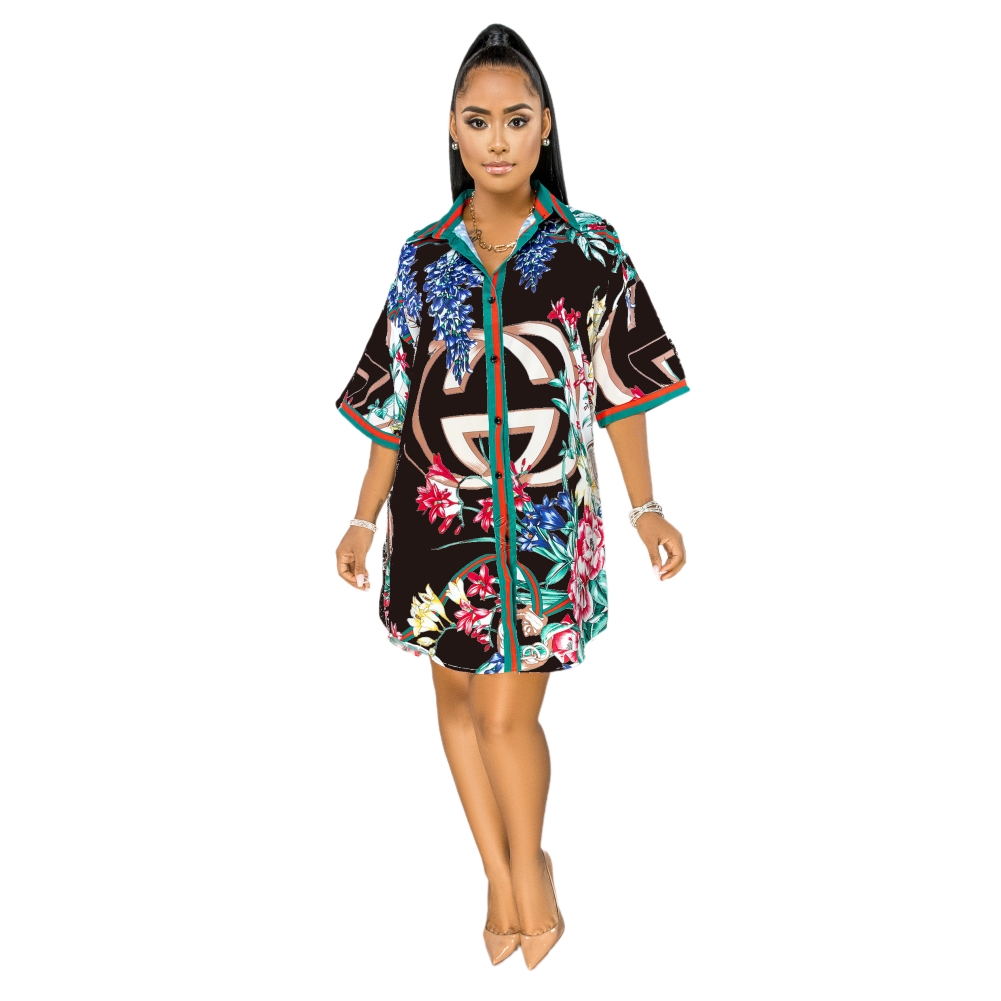 Summer Print Retro African Long Blouse