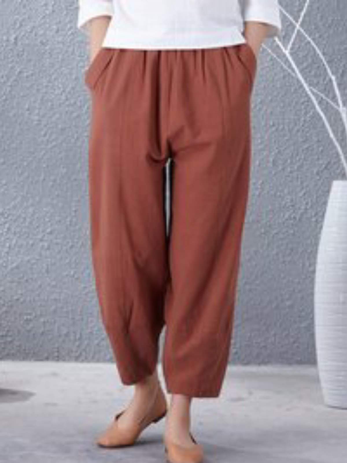 Plus Size Plain Casual Pants