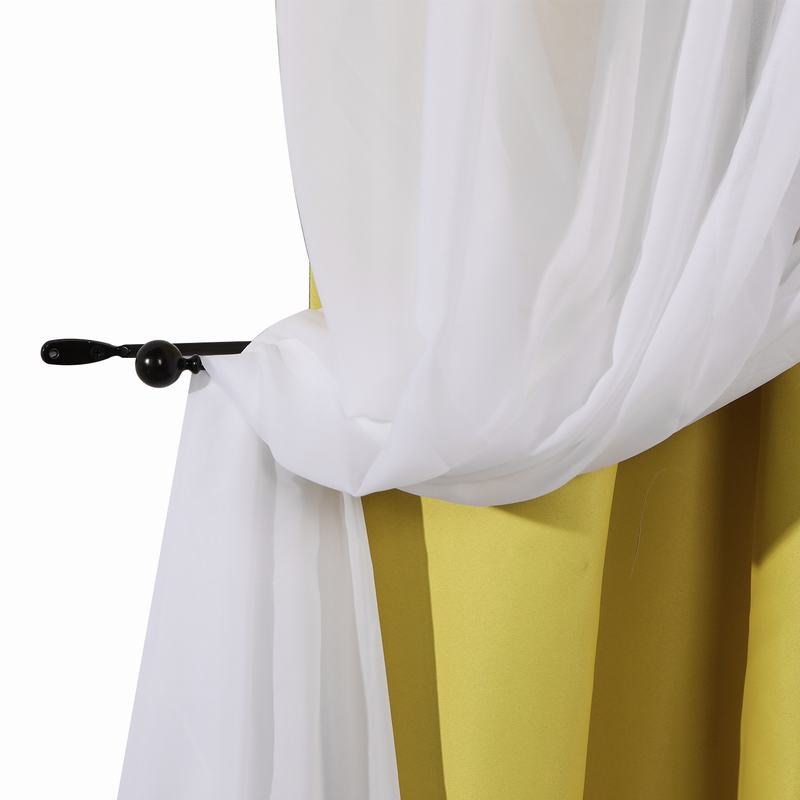 Layered Curtain Mix & Match Elegance White Crushed Voile x Blackout Curtain Grommet Panel ELI