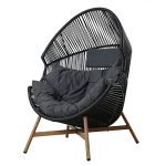 Grand Patio Wicker Egg Chair, Outdoor & Indoor Stationary Oversized Egg Basket Lounge Chair Open Weave for Front Porch, Backyard, Living Room, Bedroom, Dark Grey