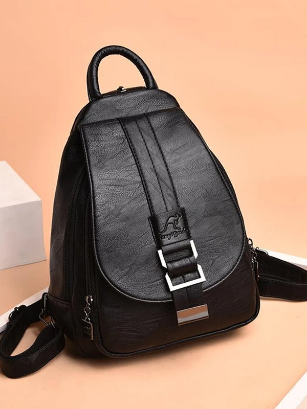 2 in 1 Women Leather Backpack+Crossbody Sling Shoulder Bag