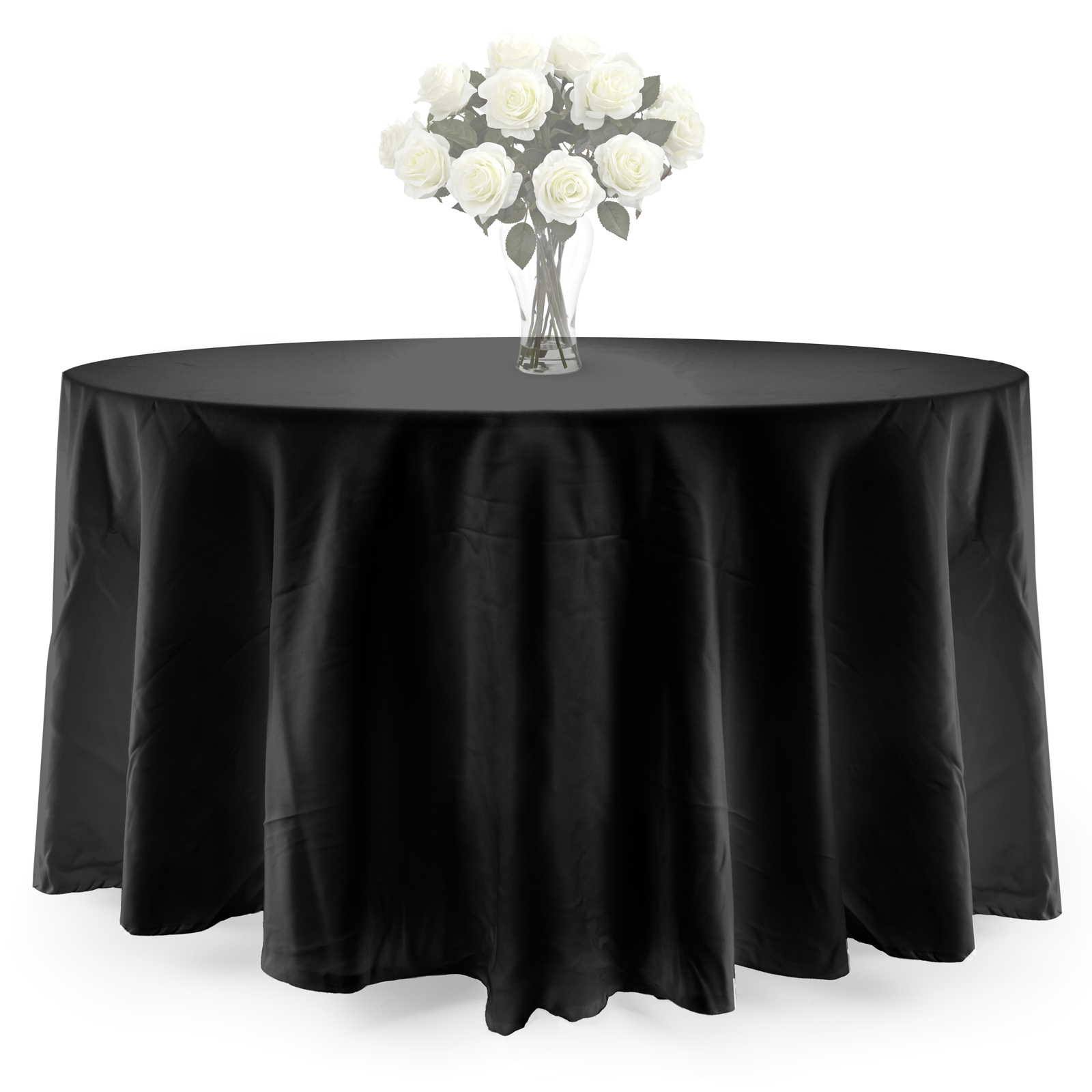 Lann&s Linens - 10 Premium 300cm Round Tablecloths for Wedding/Banquet / Restaurant - Polyester Fabric Table Cloths - Black