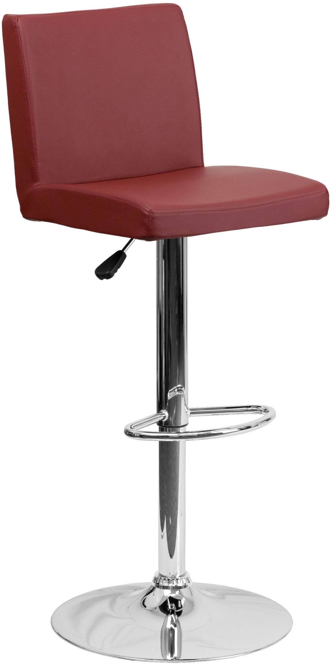 Flash Furniture Contemporary Burgundy Vinyl Adjustable Height Barstool with Chrome Base