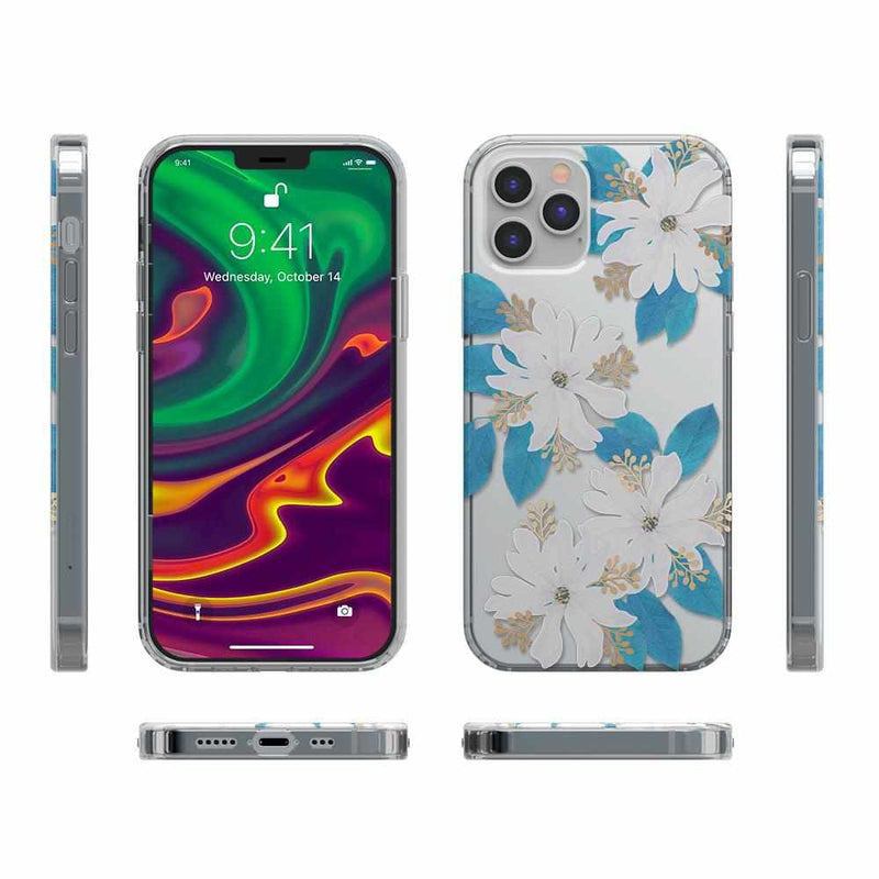 Blue and Gold Clear Floral Case