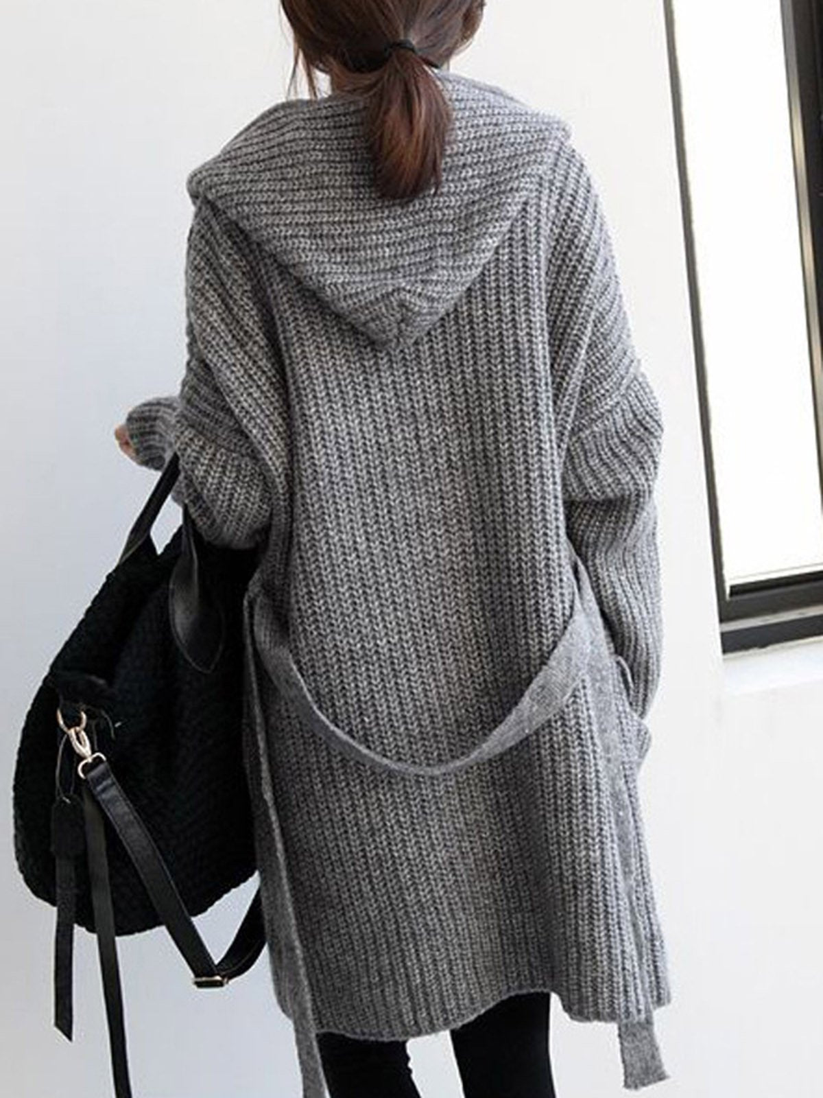 Knitted Long Sleeve Hoodie Casual Cardigan