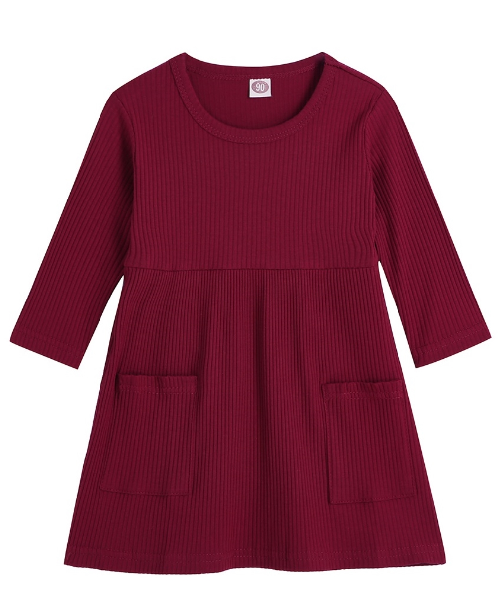 Kids Girl A-Line Autumn Dress with Pockets