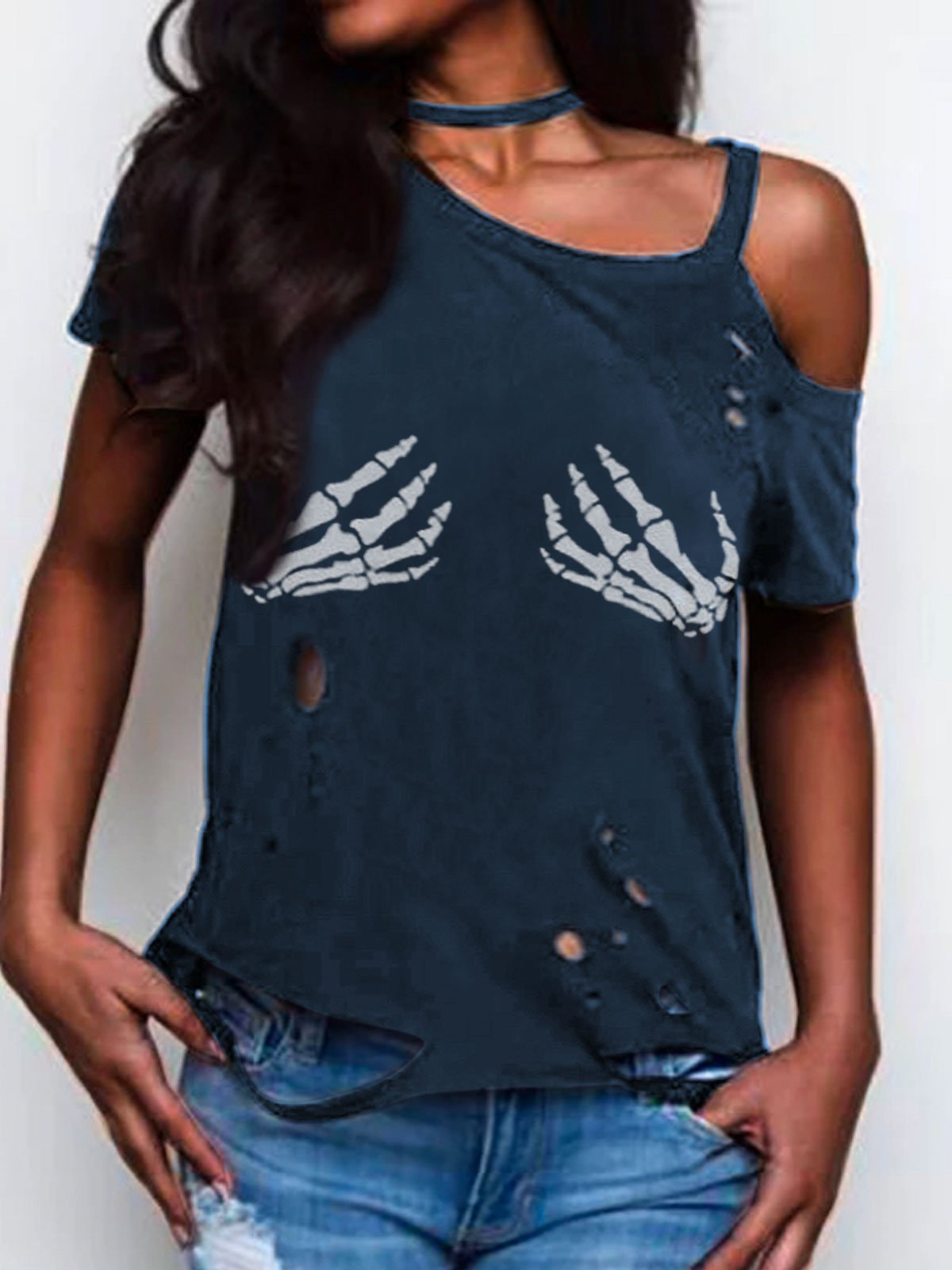 Abstract Short Sleeve Statement Printed Shirts & Tops