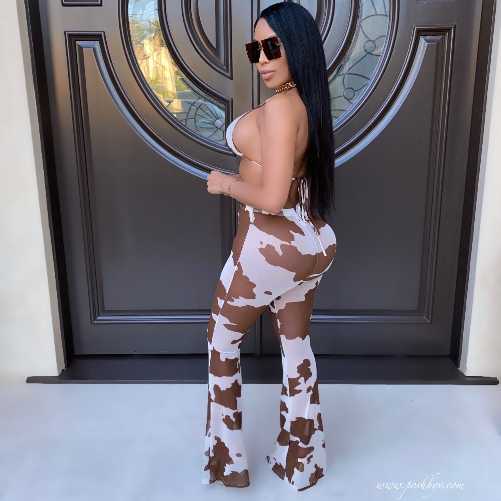 Print Sexy Bra and High Waist Pants Set