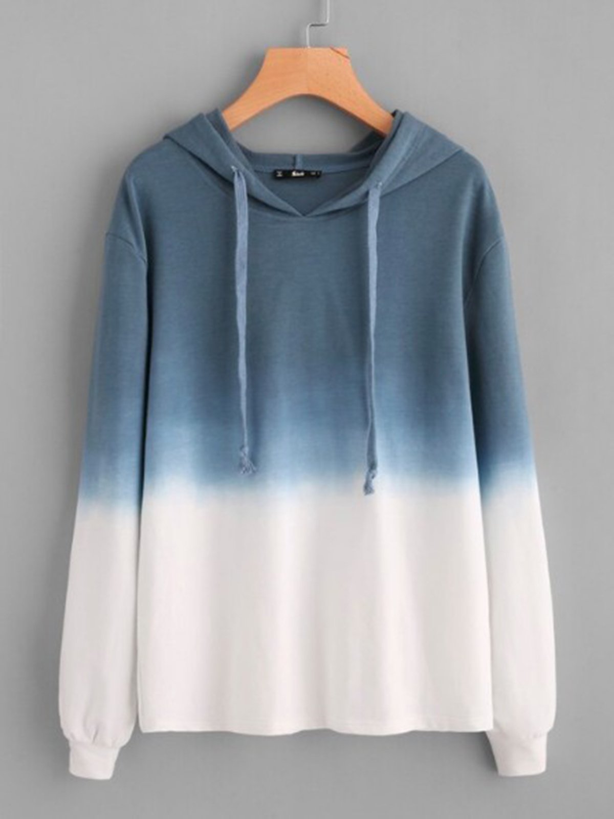 Blue Long Sleeve Hoodie Ombre/tie-Dye Outerwear