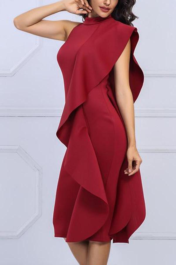 Band Collar Plain Blend Bodycon Dress