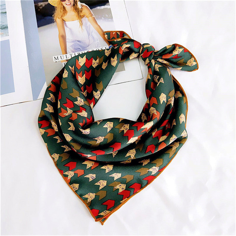 60*60cm Twill Silk Square Scarf Women Print Scarves&Wraps Head Neck Hijab Foulard Bandana Neckerchief Hair Tie Band Accessories