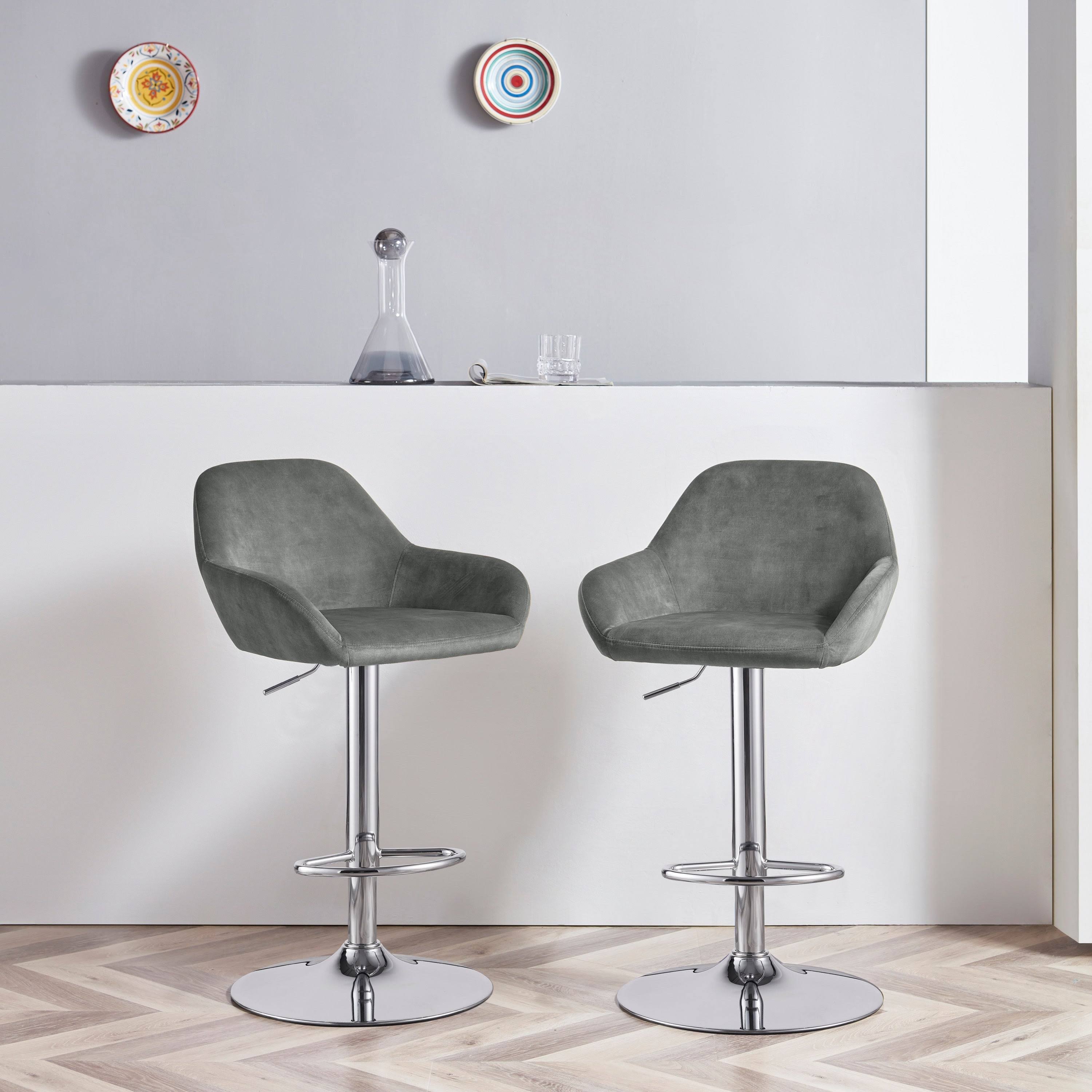 Corvus Wendy Contemporary Adjustable Bar Stool (Set of 2) - Dark Grey