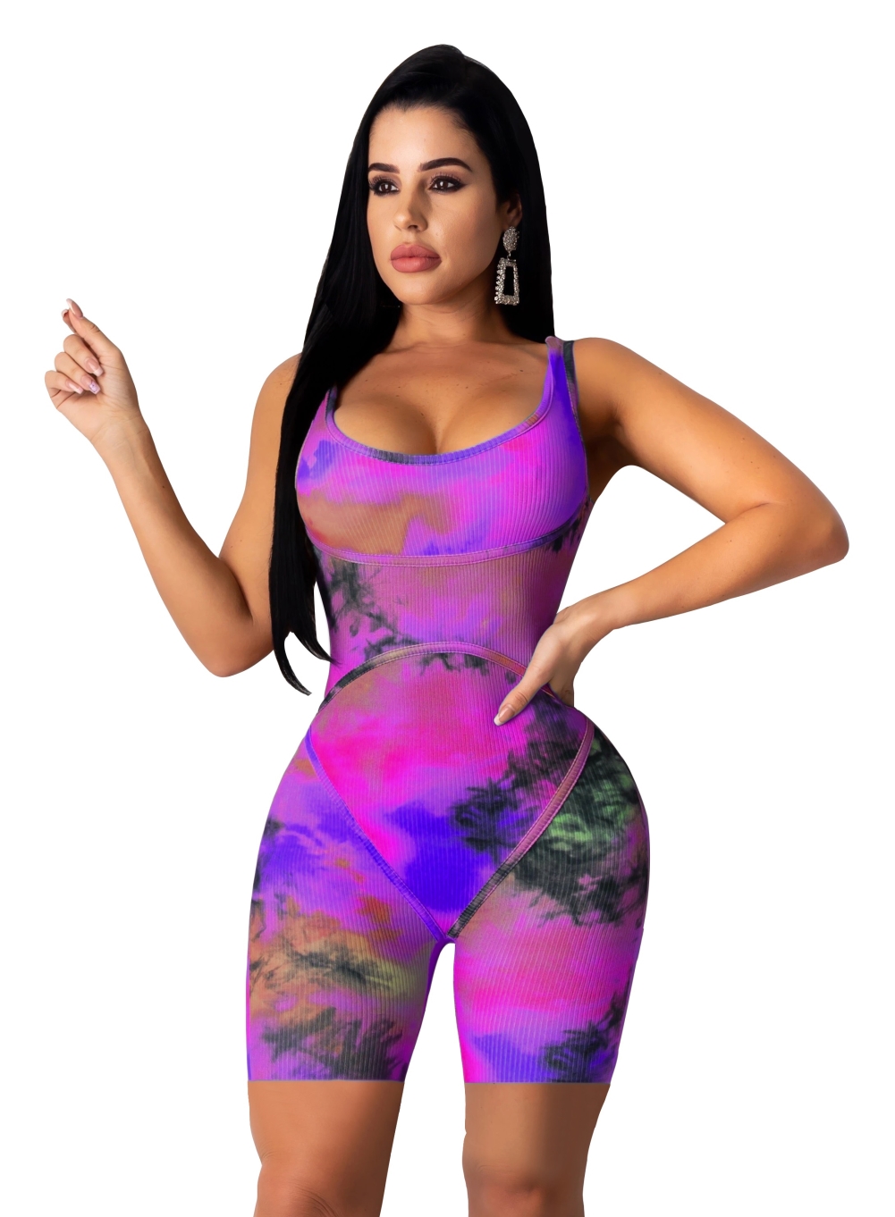 Sexy Tie Dye Sleeveless Bodycon Rompers