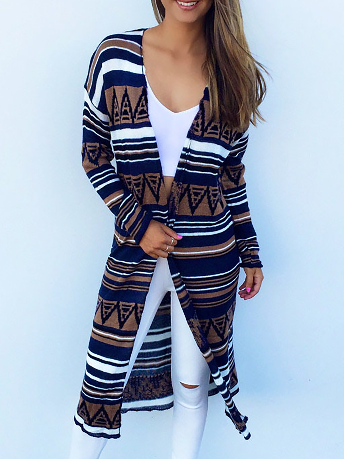 Cotton Geometric Casual Blazer