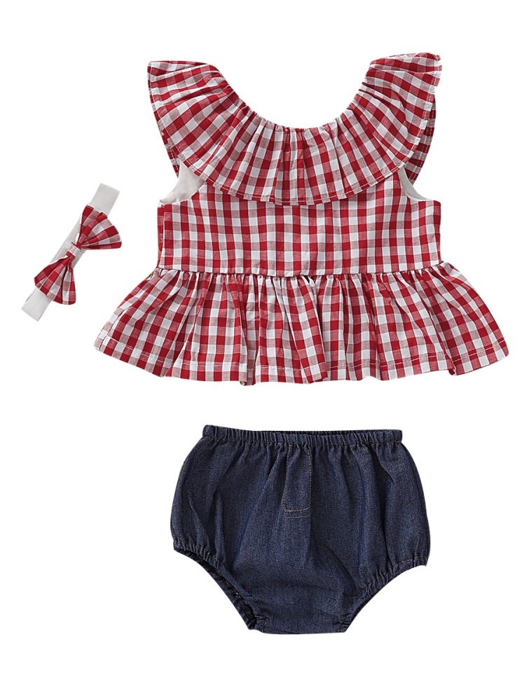Baby Girl Summer Plaid Shirt and Panty Set