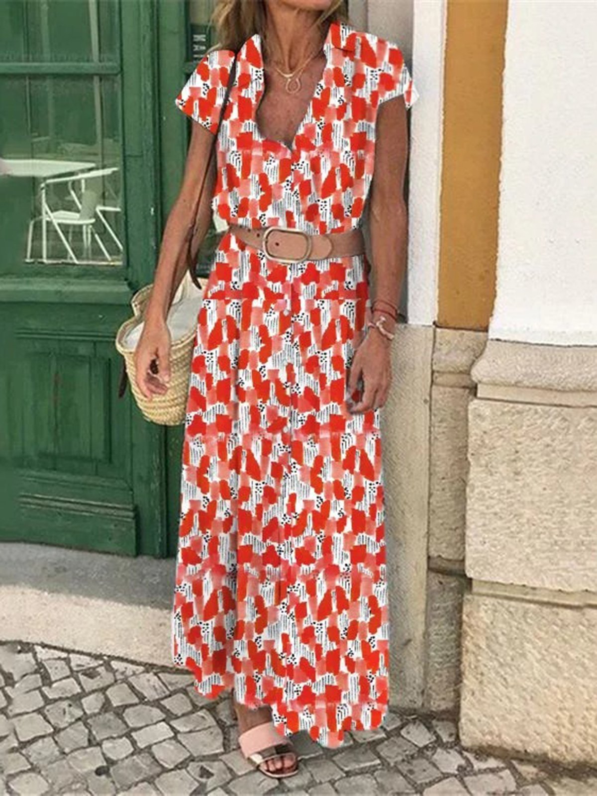 Holiday Printed Casual Maxi Dress