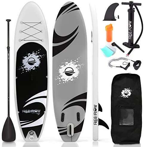 SereneLife Inflatable Stand Up Paddle Board (6 Inches Thick) with Premium SUP Accessories & Carry Bag | Wide Stance, Bottom Fin for Paddling, Surf Control, Non-Slip Deck | Youth & Adult Standing Boat