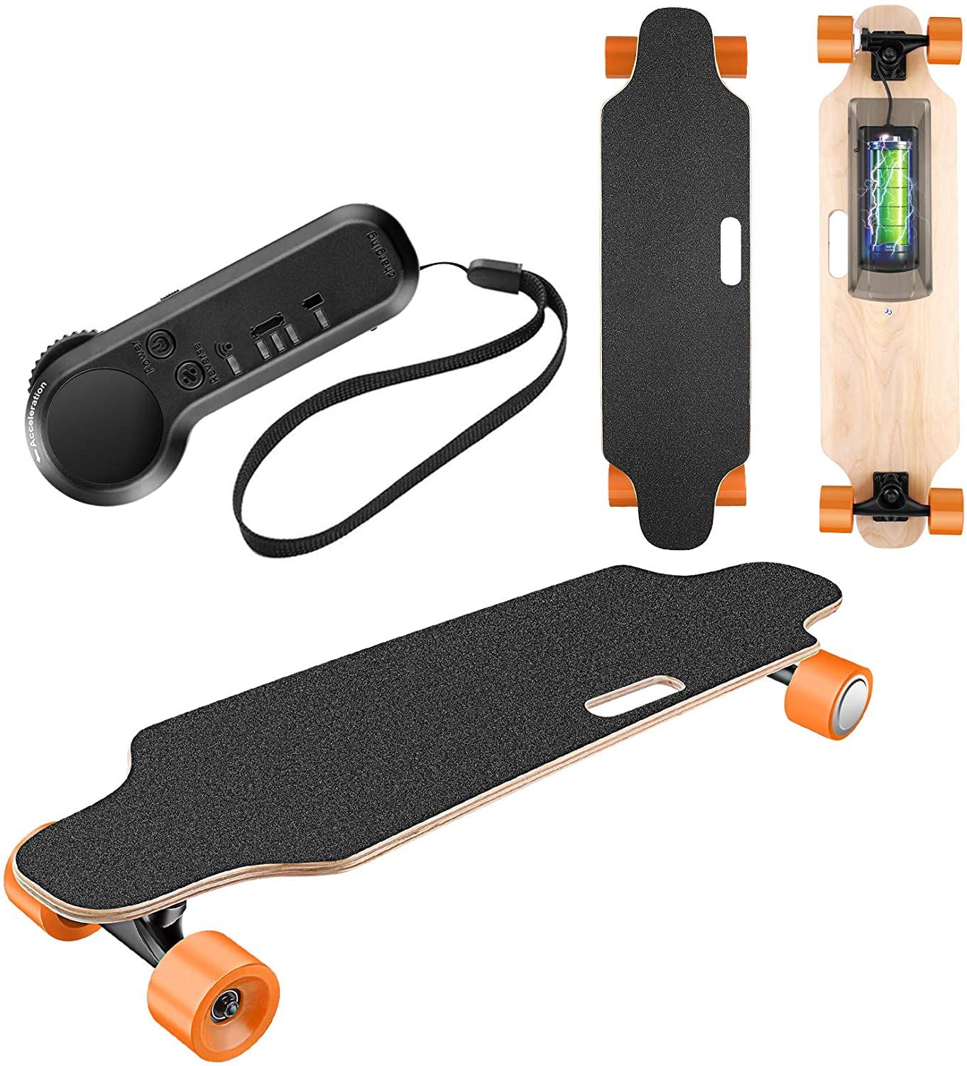 Electric with Wireless Remote Control Max Speed 12 MPH, 7 Layers Maple E-Skateboard