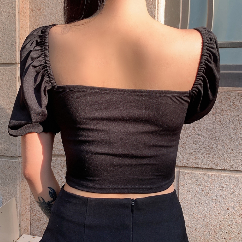 White and Black Butterfly Vintage Crop Top