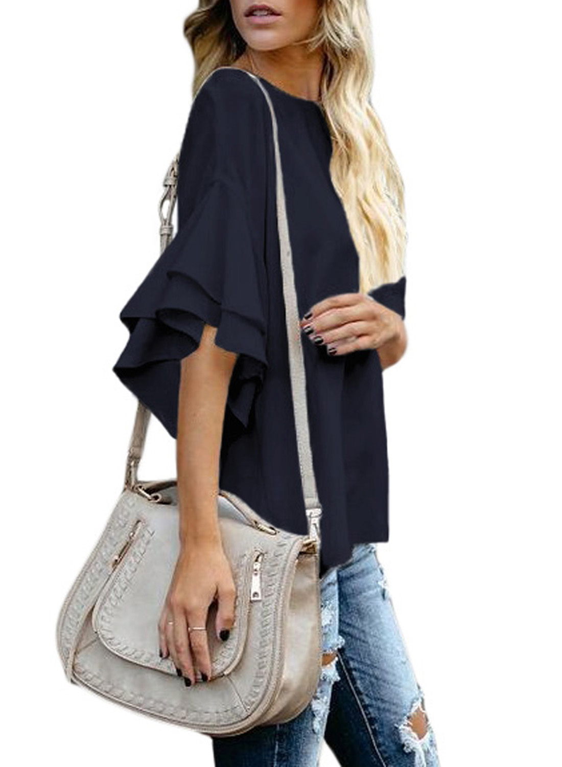 Black Hamlet Tiered Sleeve Blouse