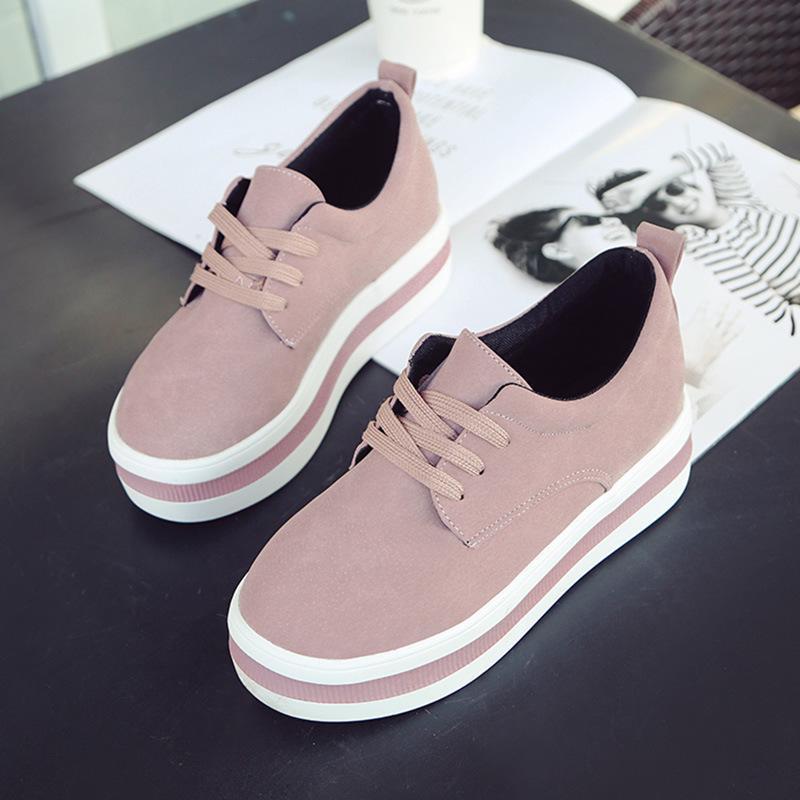 Women Casual Solid Color Thick Med Heel Sneakers